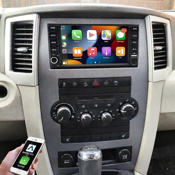 Gsuatey 4 64GB Car Radio for Jeep Grand Cherokee 2008-2010 with Wireless Carplay Android Auto Head Unit, 7 inch IPS Touch Screen Car Stereo with WiFi FM GPS Bluetooth SWC EQ FM Backup Camera