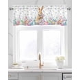 thumbnail image 2 of Easter Bunny Linen Curtain Valance for Bedroom/Bathroom/Kitchen/Office/Living/Dining Room Windows,Botanical Flower Leaves Eggs Simple White Pocket Topper Drapes Decorative Cafe Drapery Panel 54x18, 2 of 6