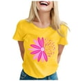 thumbnail image 1 of TSADFHJI Hauts pour Femmes à Manches Longues Chandail d'Automne pour Femmes T-Shirt Imprimé à Manches Courtes Col Rond Haut Blouse TTTG Jaune, 1 of 5
