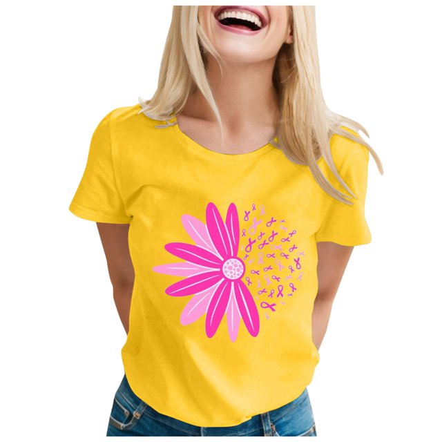 TSADFHJI Hauts pour Femmes à Manches Longues Chandail d'Automne pour Femmes T-Shirt Imprimé à Manches Courtes Col Rond Haut Blouse TTTG Jaune