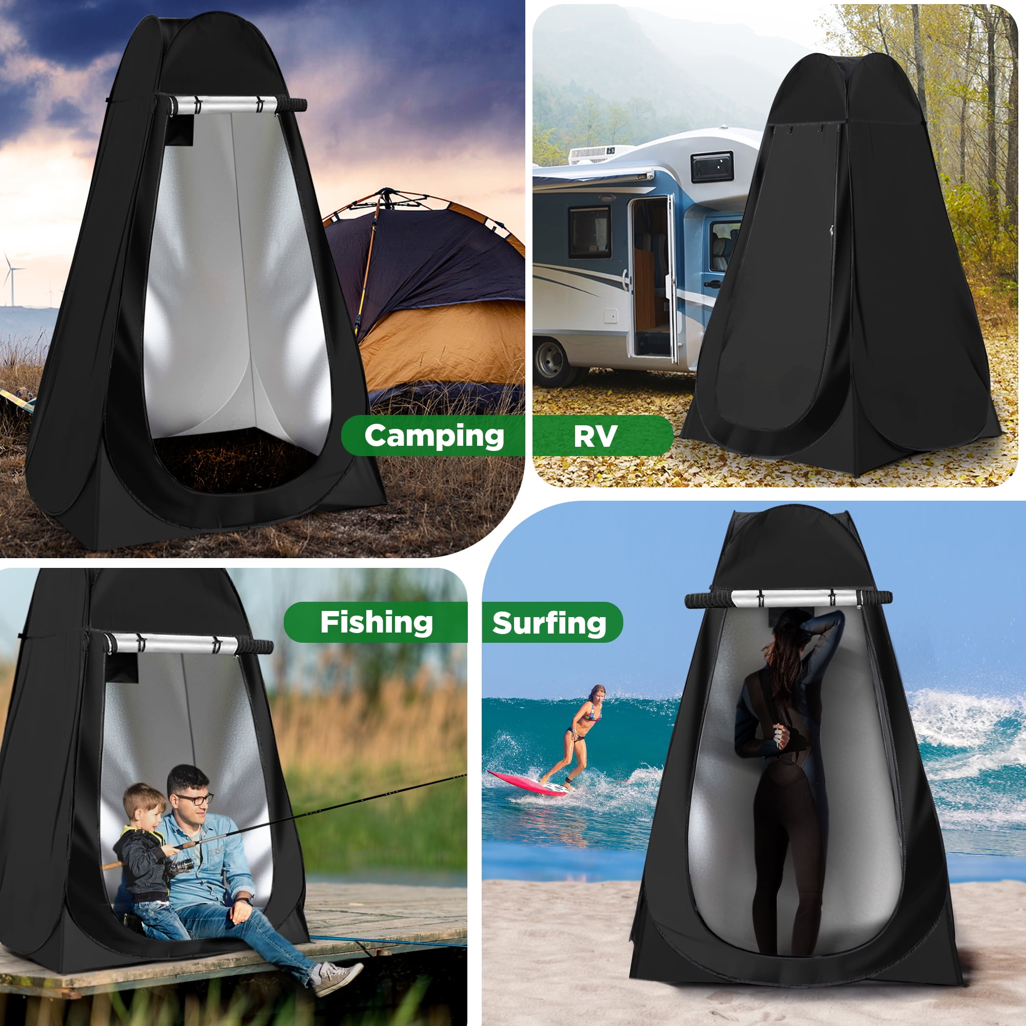 Portable Camping Toilet with Pop-Up Tent, Large Portable Toilet Kit for Adults, Outdoor Camping Shower Tent Changing Room Emergency Folding Toilet Tent Kit with Carry Bag for Camping/Hiking