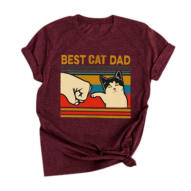 WEAIXIMIUNG T-Shirt à Manches Courtes Imprimé Poing de Chat Moderne Confortable et à la Mode pour la Saint-Valentin pour Femmes