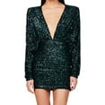 thumbnail image 2 of Kaemgyyd Cocktail Dresses for Women Long Sleeve Sequin Short Dress Sparkly Glitter V Neck Bodycon Mini Dress for Party Club, 2 of 3