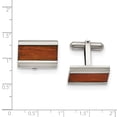 thumbnail image 2 of Stainless Steel Polished Red/Orange Wood Inlay Cuff Links, 2 of 6