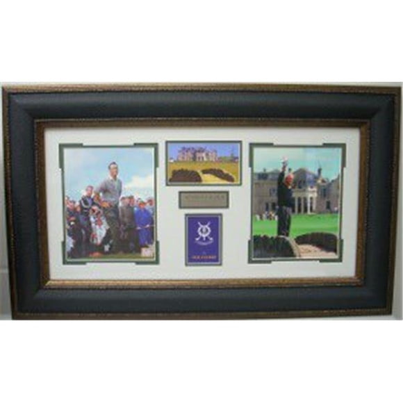 RDB Holdings & Consulting CTBL-003646a 1961-1995 St Andrews British Open 3 & Scorecard Cuir Encadré Arnold Palmer Photo Non Signée