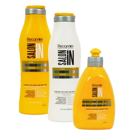 Recamier Professional Salon In +Pro Curls and Waves Hair Shampoo, Conditioner and Treatment Bundle 3 Piece kit