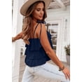 thumbnail image 5 of FreshPretty Spaghetti Strap Ruffle Babydoll Peplum Tank Tops for Women Summer Cute Flowy Beach Vacation Cruise Outfits, 5 of 6