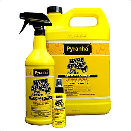 PYRANHA HORSE REPELS  WATER RESSISTENT WIPE N FLY PROTECTION SPRAY 4 (Best Natural Fly Spray For Horses)