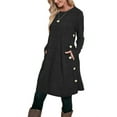 thumbnail image 2 of Fantaslook Long Sleeve Womens Dresses Fall Buttons Tunic Sweater Dress with Pockets, 2 of 9