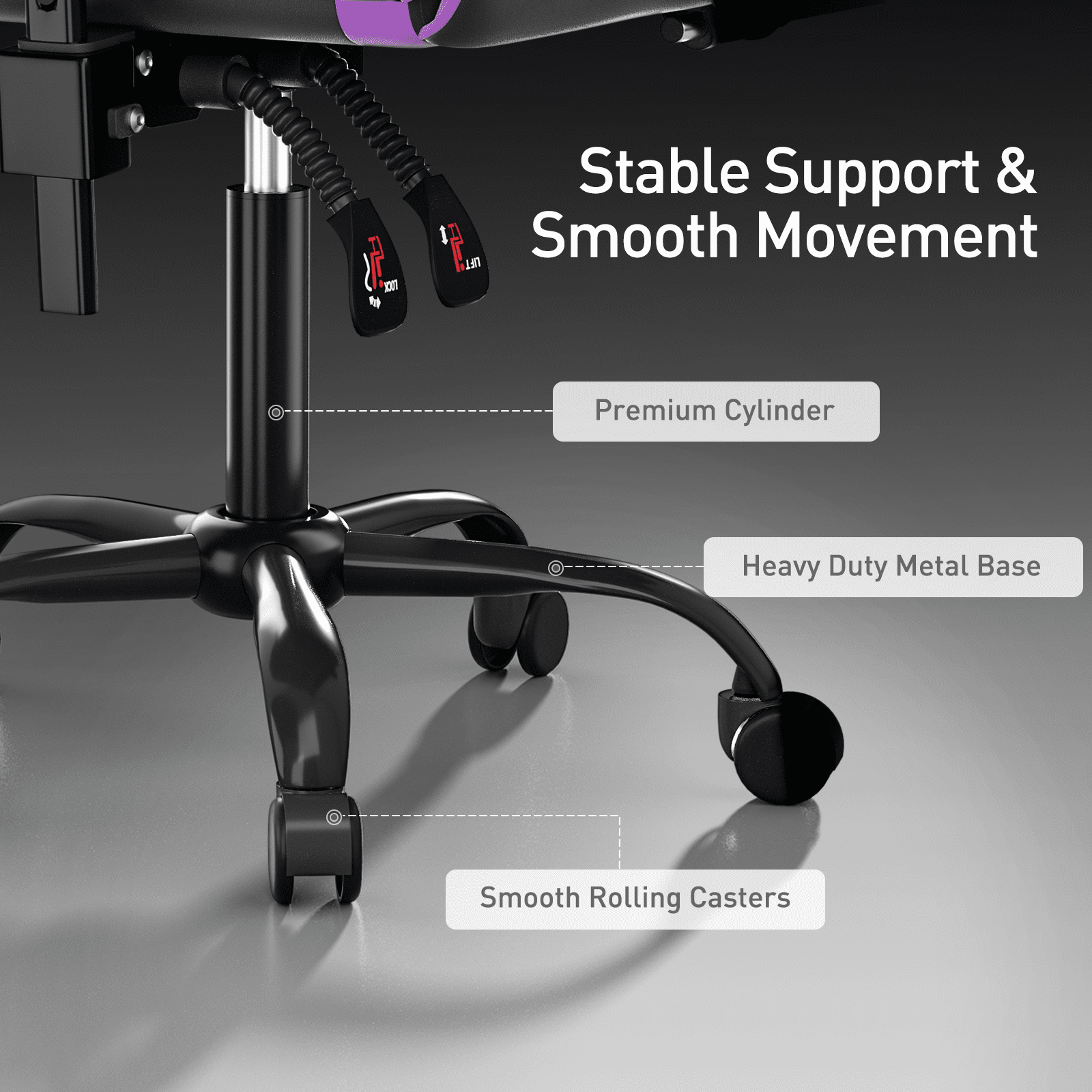 MoNiBloom Ergonomic Gaming Chair with Footrest, Adjustable Headrest and Lumbar Support for Office and Gaming, High-Back Racing Style Computer Desk Chair, Purple (Wide Seat)