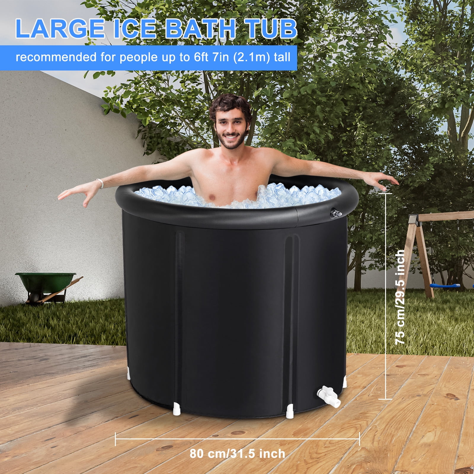 NEAMVCT Eisbad-Abdeckung – Wasserdicht, 81,3x81,3x30,5 Cm, Aus Oxford-Stoff, Für Ice Bath Tubs Im Freien