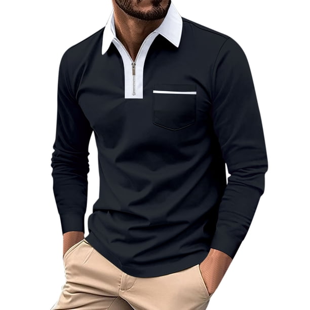 Gibobby Playera polo hombre Camisa de manga larga para hombre Camisa deportiva a juego con botones de color(NY2,XL)