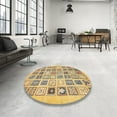 thumbnail image 4 of Ahgly Company Machine Washable Indoor Rectangle Abstract Chrome Gold Yellow Area Rugs, 4' x 6', 4 of 7