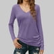 thumbnail image 1 of Xuyuer Women's V-Neck Long Sleeve Slim Drape Hem Solid Color Casual Blouse, Flowy T-Shirt Top for Business Casual, Dinner Dates and Elegant Daily Fashion, 1 of 5