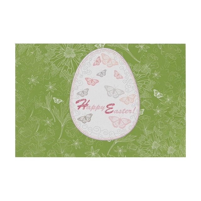 SLYNSHome Rabbit Bunny Happy Easter Placemats 12x18 Inch Seasonal Spring Table Mats for Party Kitchen Dining Decoration