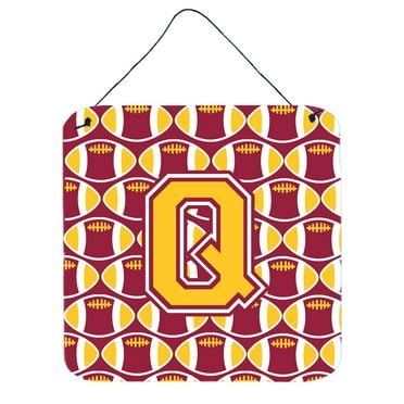 Letter Q Football Maroon and Gold Wall or Door Hanging Prints