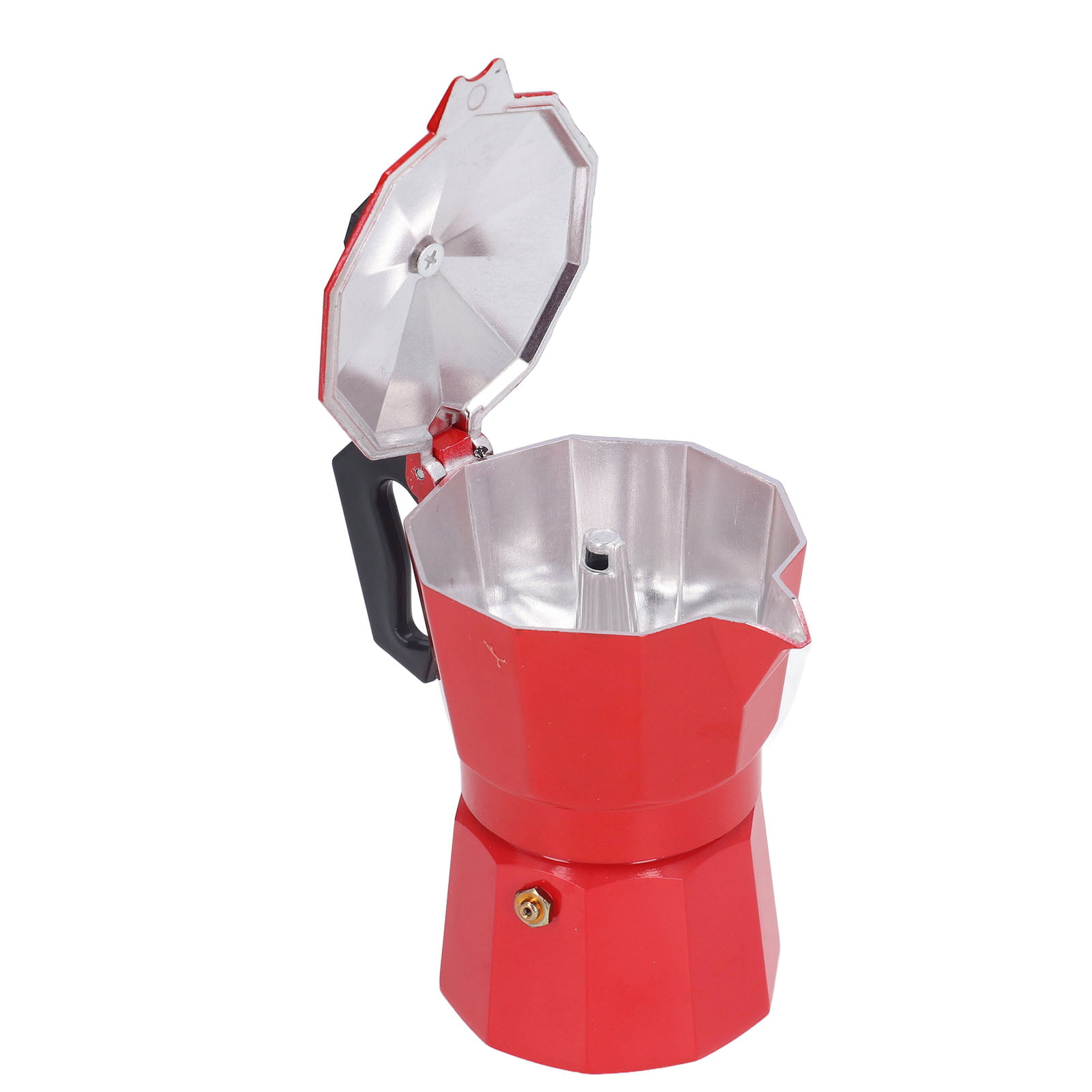 TureClos Coffee Maker Aluminum Coffee Machine Octagon Household Mocha Pot  Kitchen Accessory, Red, 300ML