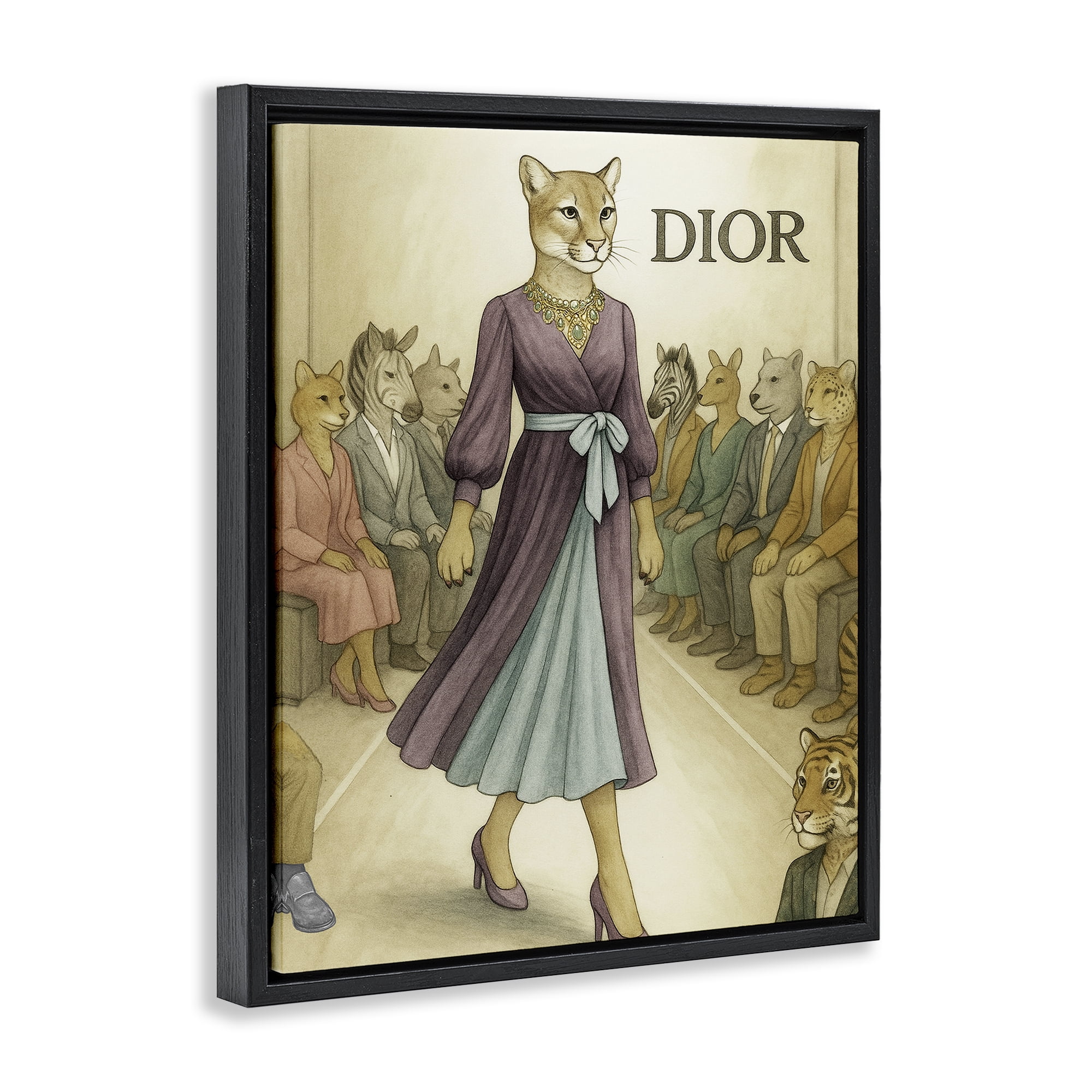 Stupell Industries Fashion Runway Cougar Black Framed Floater Canvas Wall Art, design by Grotto Studios