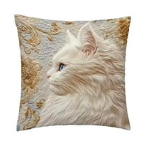 Cinvoph 18"x18" Throw Pillow Covers Cat Cushion Cases Winter Holiday New Year Decor Decorative Pillow Covers for Couch Sofa Chair Bed Living Room Bedroom, Home Party Seasonal Decor