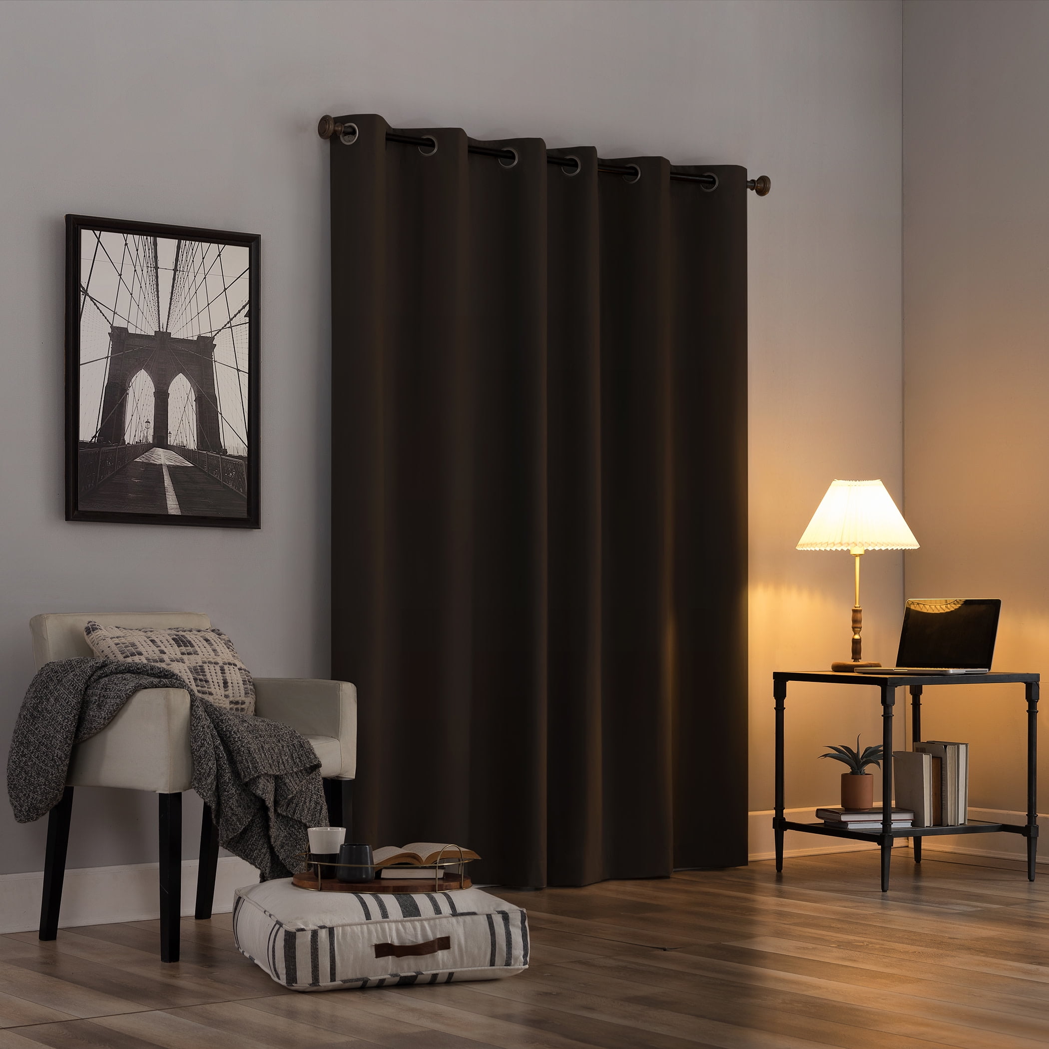 Sun Zero Cyrus Thermal 100% Blackout Grommet Curtain Panel, 40"X96", Cocoa Brown