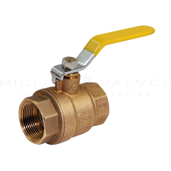 Midline Valve FxFLH22GAS Premium Brass Gas Ball Valve, with 2 in. FIP Connections