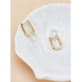 thumbnail image 3 of 1 Pair Real 18K Gold Plated Brass Huggie Hoop Earrings 23mm Drop Dangle Paperclip Huggie Hoop Earrings Chunky Loop with 925 Sterling Silver Twist Linking Ring for Everyday Wear Pendant: 12mm, 3 of 3