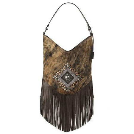 Ariat A770004002 15 x 17 in. Nashville Style Calf Hair Shoulder Bag, Brown