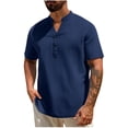 thumbnail image 1 of FAIWAD Summer Shirts for Men Casual Short Sleeve V Neck Button Up Tops Basic Dressy Business Work Blouses, 1 of 8