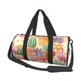 thumbnail image 2 of Xecao Succulent And Cactus print Round Travel Duffel Bag is a foldable gym bag with an inner pocket, perfect for travel sports, 2 of 8