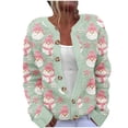thumbnail image 5 of Winter Warm Women's Festive Christmas Design Print Button up Cardigan Sweater Cable Knit Long Sleeve Knitwear Outerwear, 5 of 8