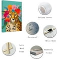 thumbnail image 2 of ZHONGYUTONG Leopard Canvas Wall Art Leopard with Flower Crown Picture Prints Botanical Jungle Animal Painting Bathroom Nursery Decor Framed (28.00" x 42.00"), 2 of 6