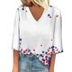 thumbnail image 2 of Fiudx Ofertas Flash Del Día Solo En Línea Blusa de Manga 3/4 con Estampado de Moda para Mujer, Camiseta con Cuello En V, Tops Informales para El Día de La Independencia, 2 of 4
