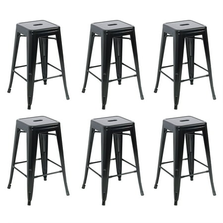 Belleze 26 Inch Metal Counter Vintage Bar Stools Set Of 6 Black Belleze 26 Inch Metal Counter Vintage Bar Stools Set Of 6 Black