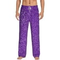 thumbnail image 2 of Goofa Glitter Purple Printed Soft Pajama Pants for Men, Wide Leg Comfy Casual Lounge Yoga Pants-Medium, 2 of 9