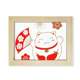thumbnail image 1 of Japón Lucky Fortune gato Flor de cobre Escritorio de madera Arte Pintura 6x8 pulgadas marco de foto foto, 1 of 4