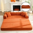 thumbnail image 2 of ZAFLY Folding Sofa Bed | Convertible Futon Sleeper Couch | Modern Floor Mattress | Corduroy Sofas and Couches for Living Room - Orange, 2 of 9
