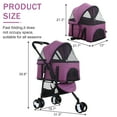 thumbnail image 5 of 3 Wheels Dog Stroller Foldable Pet Stroller Cat Stroller with Storage Basket, 3-in-1 Lightweight Puppy Stroller for Travel (Purple), 5 of 10