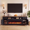 thumbnail image 2 of Sonegra 95" Fireplace TV Stand, Entertainment Center for TVs Up to 100”, TV Console with Storage Cabinets, Media Console for Living Room, Black TV Stand and Black Fireplace, 2 of 7