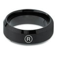 thumbnail image 2 of Tungsten Registered Trademark Symbol Band Ring 8mm Men Women Comfort Fit Black Beveled Edge Brushed Polished, 2 of 4