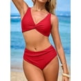 thumbnail image 4 of Sociala Women Ruched Two Piece Swimsuit Knot Twist Bikini Set V Cut Bathing Suits 2026 Swimwear, 4 of 7