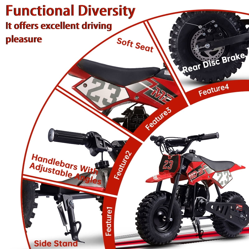 SAY YEAH Kids Mini Bike,Stable 50cc Dirt bike for Beginner,38*27*22in,Red