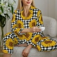 thumbnail image 6 of Pofeuu Sunflowers Print Womens Pajamas Set Long Sleeve Sleepwear Button Down Nightwear Soft Pj Lounge Sets Button Down Pajamas Women-Medium, 6 of 7