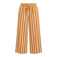 thumbnail image 6 of Mifsaly Striped Pants Women Wide Leg Casual Trousers Lightweight Relaxed Fit Lounge Everyday Bottoms Orange,M, 6 of 7
