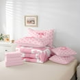 thumbnail image 6 of jejeloiu Monogrammed J Letter 7 Pieces Bedding Comforter Set,Pink Bowknot Plaid Full Bedding Set For Bow Girl Reversible, 6 of 8