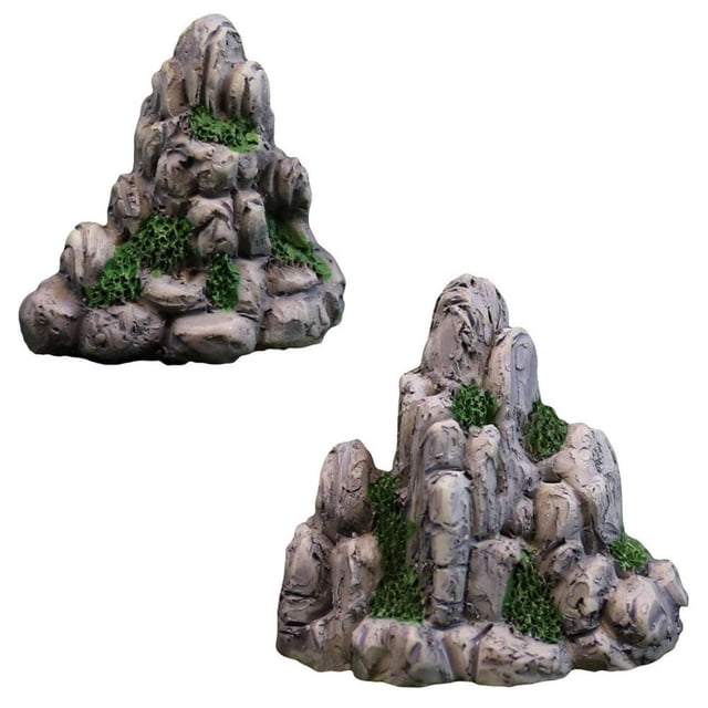 Adornos de acuario con vista a la montaña, resina en forma de paisaje, decoraciones clásicas para pecera, 2 uds.