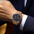 thumbnail image 2 of Poedagar Luxury Man Leather Quartz Watch Waterproof Chronograph Luminous Men's Casual Wristwatch, 2 of 5