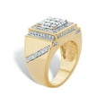 thumbnail image 2 of PalmBeach Jewelry Men's Round Cubic Zirconia Step Top Grid Ring 1.80 TCW Gold-Plated, 2 of 4