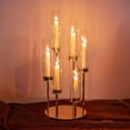 thumbnail image 4 of Nuptio Gold Candelabra Centerpieces for Tables , 6 Arm Gold Hurricane Candle Holder Centerpiece Table Decorations with Removable Glass Cover,1PC, 4 of 12