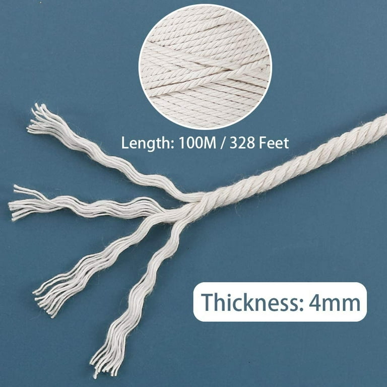 Christmas Macrame Cord 4mm x 328 Feet, Natural Cotton Macrame Cotton Rope ,  Decorative Cotton Craft Cord for Wall Hangings, Plant Hangers, Gift  Crafting and Wedding Decor (Beige) 