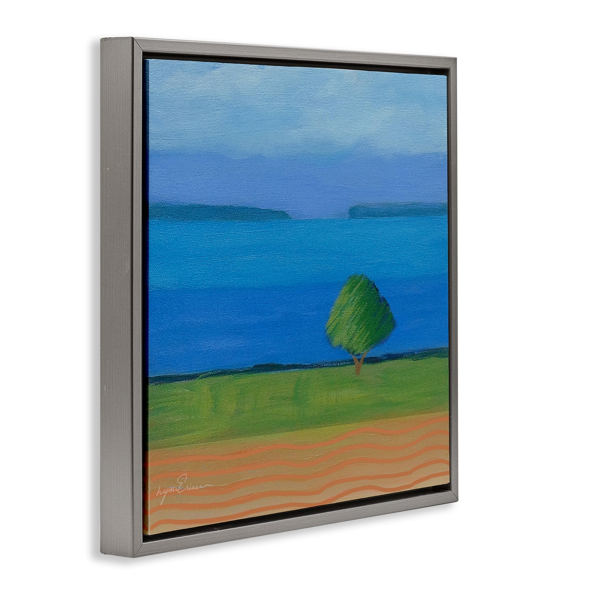 Stupell Industries Lone Tree at Spring Cove Gray Framed Floater Canvas Wall Art, design by Lynn Ericson Fine Art